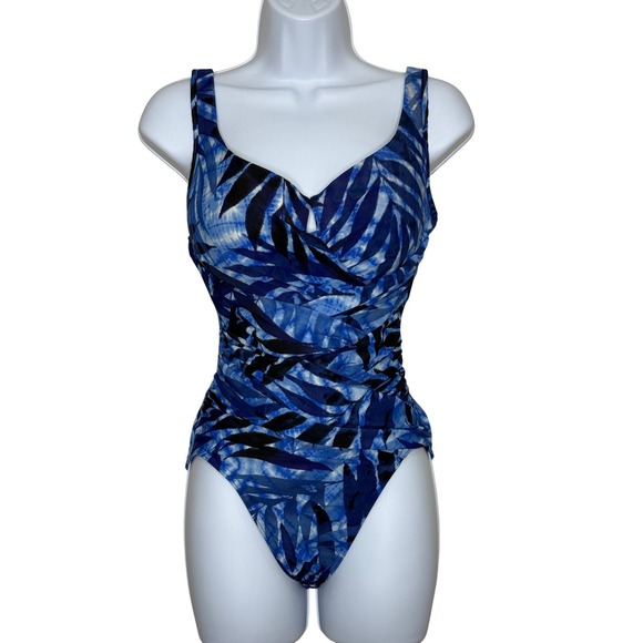 Miraclesuit Other - Miraclesuit One Piece Swimsuit Size 12 Blue Tropical Tummy Control